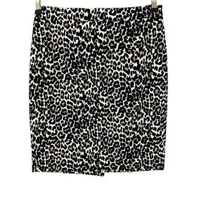 J Crew Leopard Print Pencil Skirt Size 6